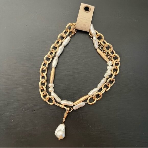 Anthropologie Layered Pearl Pendant Necklaces, Set of 2, Ivory NWT - Picture 1 of 3